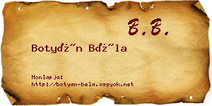 Botyán Béla névjegykártya